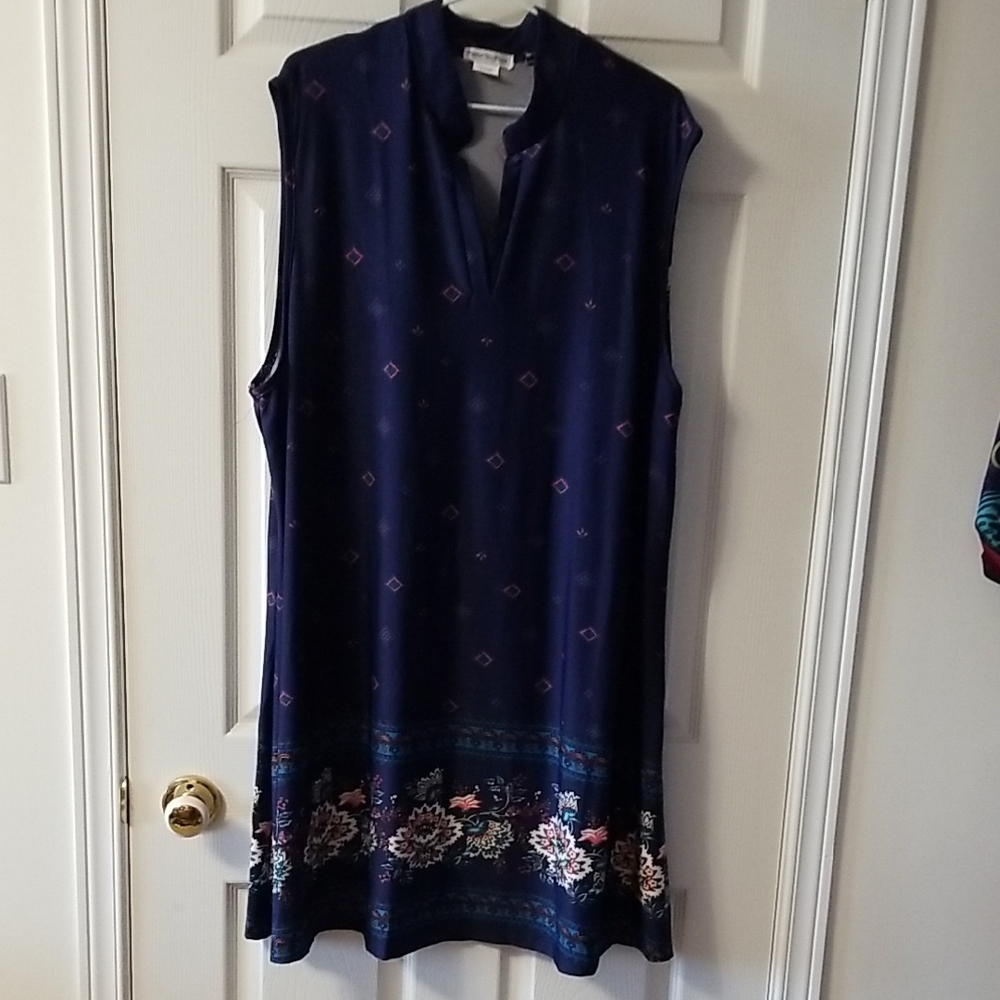 Navy Floral Sleeveless Mini Dress
